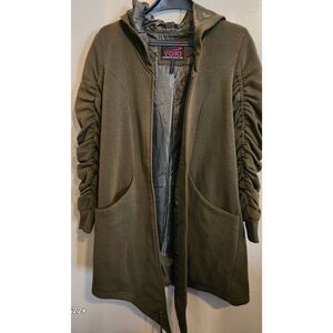 045 YOKI Outerwear Collection green jacket with ruching on sleeves